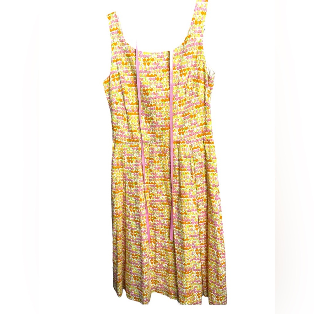 Talbots Colorful Pattern Dress with ribbon Belt